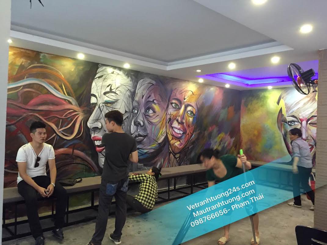 tranh tường 3d graffiti bar cafe