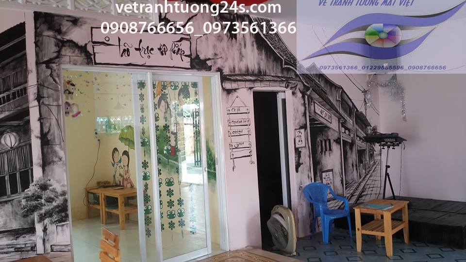 tranh phố cổ đen trắng