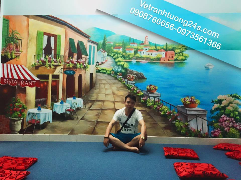 tranh tường 3d trà sữa