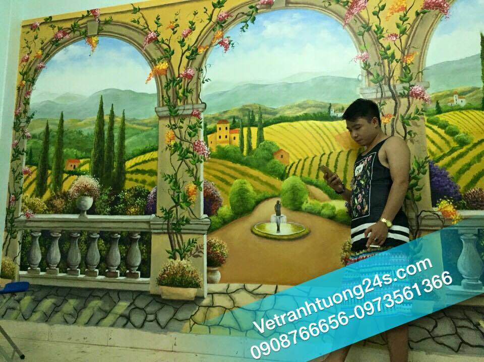 Vẽ tranh tường cho quán cà phê theo phong cách cổ điển