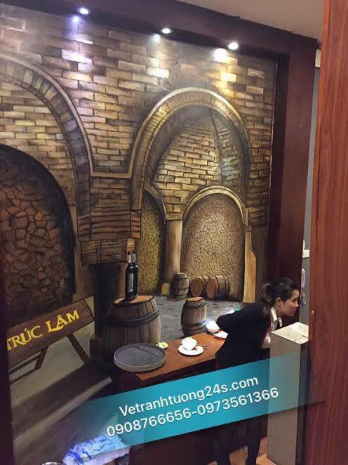 tranh tường 3d quán bar