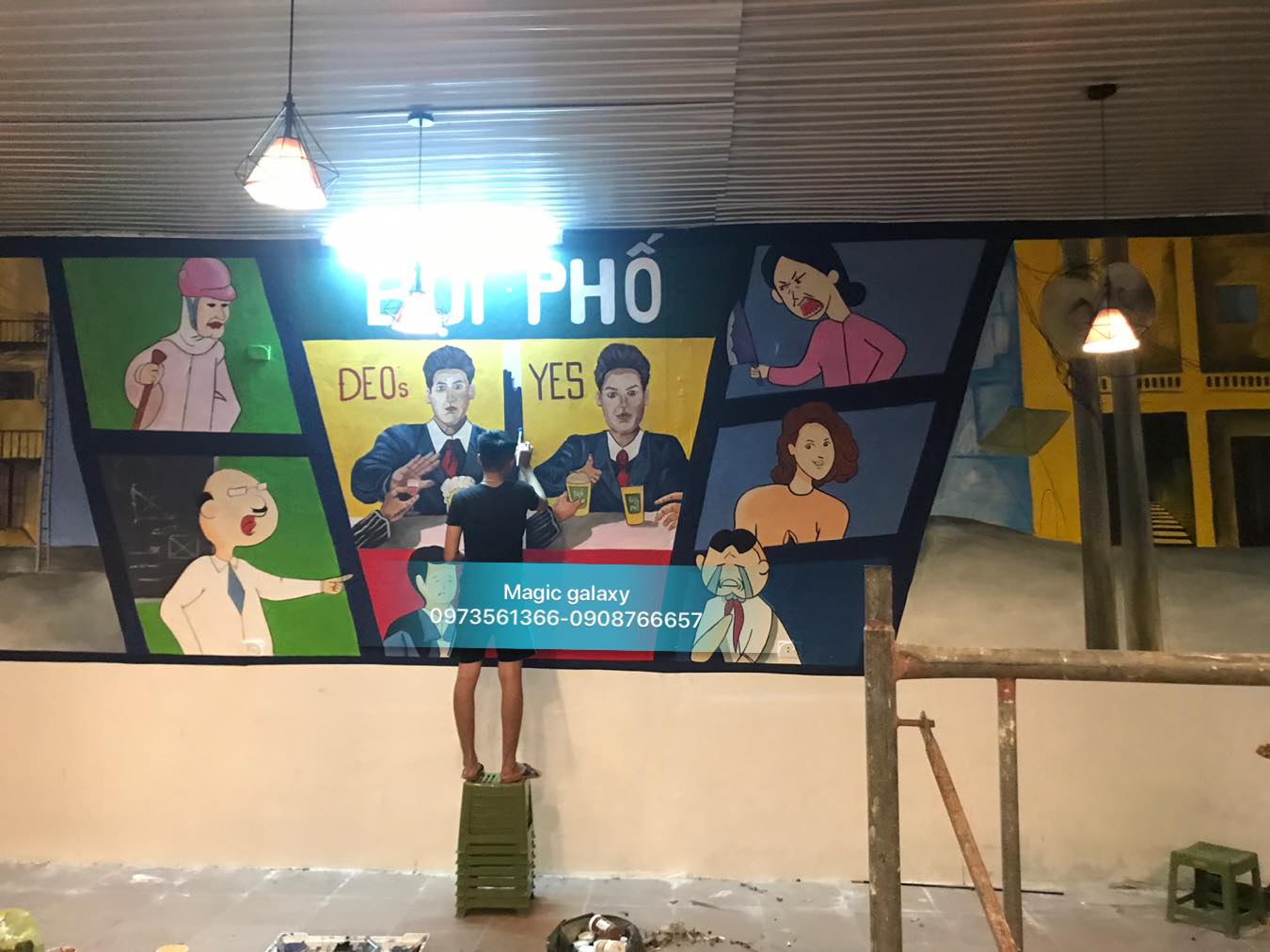 vẽ tranh quán bụi phố