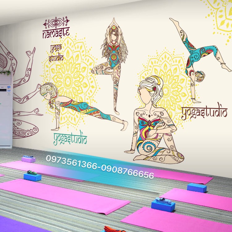 Vẽ tranh tường 3D phòng tập YOGA giúp tăng doanh thu hiệu quả