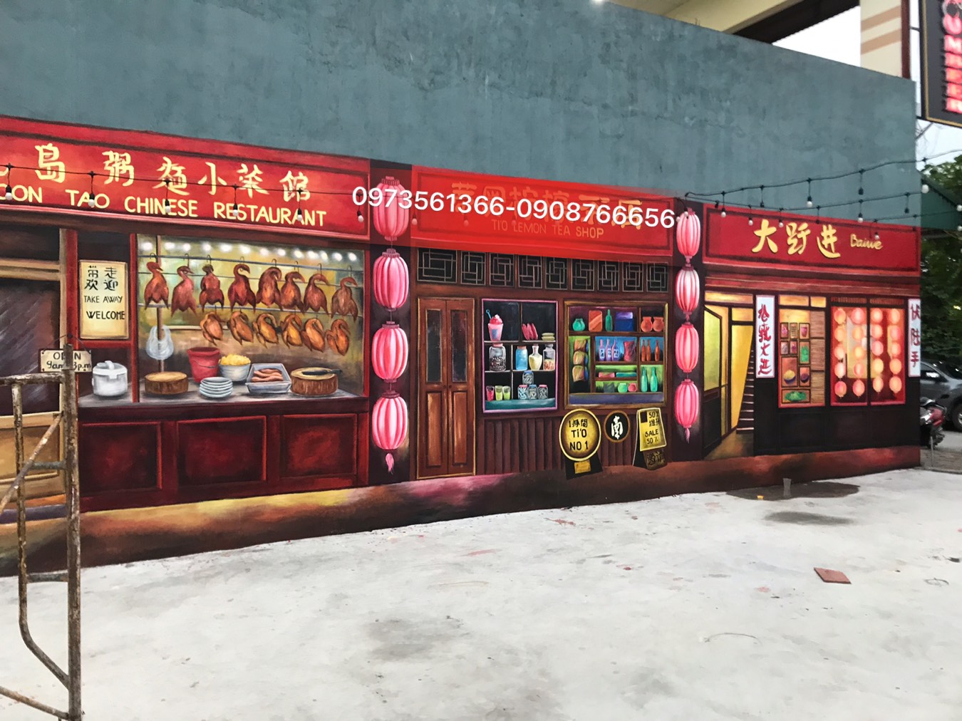 Vẽ tranh tường 3d phong cách Trung Quốc Hồng Kong Kẻ Sặt-Hải Dương