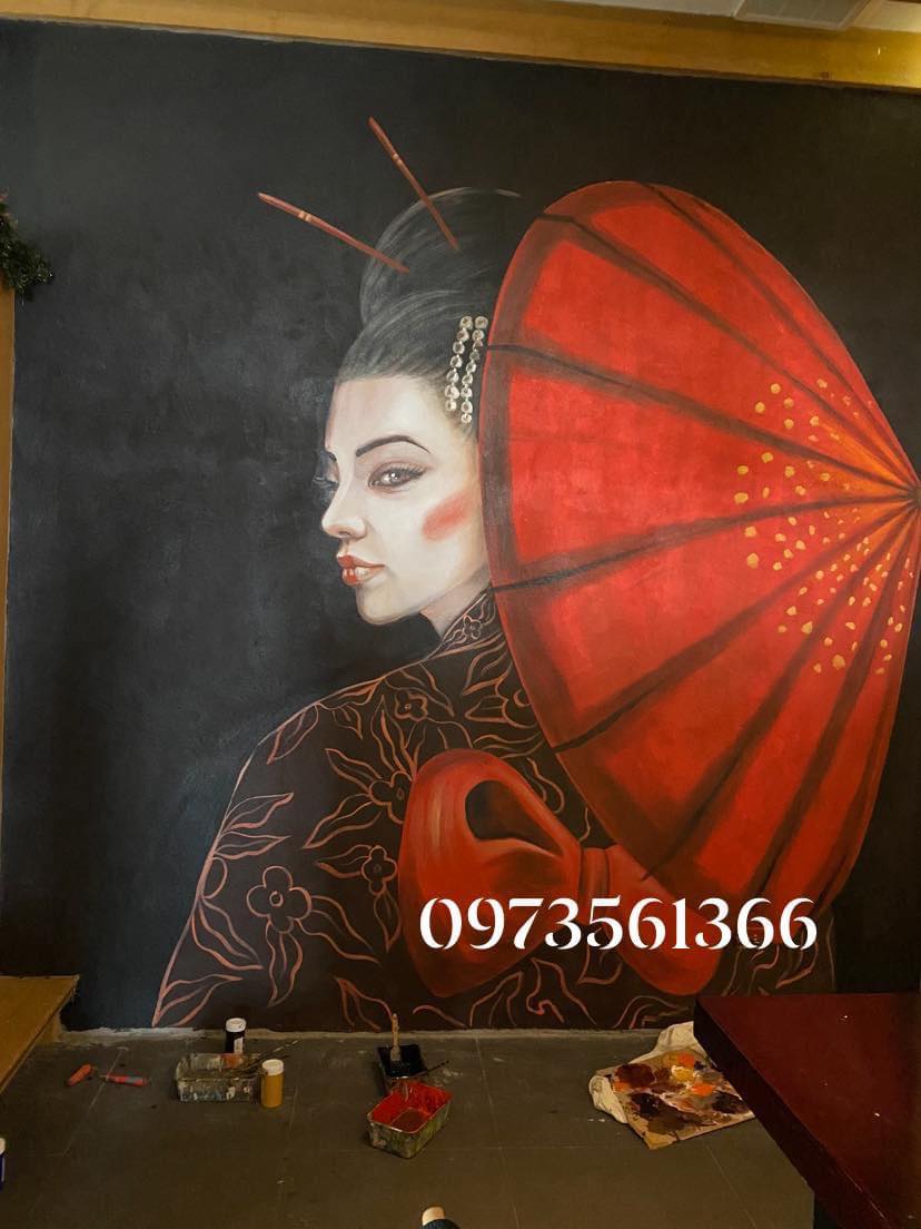 tranh 3d nhà hàng nhật