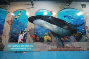 vẽ tranh tường 3d thủy cung